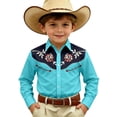 thumbnail image 1 of Hienoo Long Sleeve Western Shirt for Boys Casual Button Down Cowboy Shirt Top, Sizes 4-13, 1 of 3