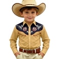 thumbnail image 1 of Hienoo Long Sleeve Western Shirt for Boys Casual Button Down Cowboy Shirt Top, Sizes 4-13, 1 of 3