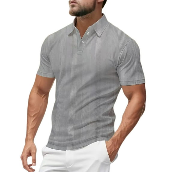 Hienoo Men's Solid Color Short Sleeve Polo Shirt Casual Active Tee