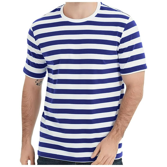 Hienoo Men's T-Shirt Striped Short Sleeve Crew Neck T Shirt, Sizes S-XXL