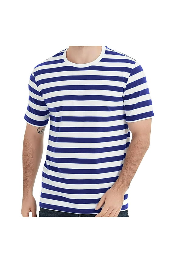 Men's T-Shirt Striped Short Sleeve Crew Neck T Shirt, Sizes S-XXL