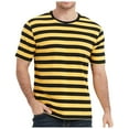 thumbnail image 1 of Hienoo Men's T-Shirt Striped Short Sleeve Crew Neck T Shirt, Yellow, 1 of 3