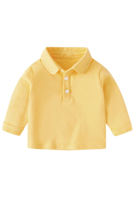 Newborn Boys Long Sleeve Polo Shirt Cotton Solid Casual Basic T-Shirt Undershirt