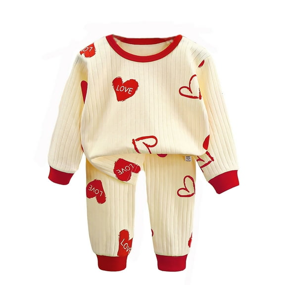 Hienoo Newborn Girls Homewear Pajamas Cartoon Print Long Sleeve Tops Pants Sleepwear Pj's
