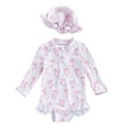 thumbnail image 1 of Hienoo Newborn Girls One Piece Swimsuit Bow Prints Long Sleeve Rash Guard Hat Bathing Suit, 1 of 2