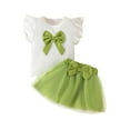 thumbnail image 1 of Hienoo Newborn Girls Outfits Ruffle Bowknot Ribbed T-Shirt and Tutu Skirt Set, 1 of 3