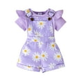 thumbnail image 1 of Hienoo Newborn Girls Outfits Ruffle Short Sleeve Romper Sunflower Print Overall Shorts, Sizes 0-18M, 1 of 8