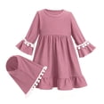 thumbnail image 1 of Hienoo Newborn Girls Outfits Solid Tassels Long Sleeve Ruffle Abaya Dress Hijab 2Pcs Set, 1 of 4