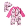 thumbnail image 1 of Hienoo Newborn Girls Rash Guard Swimwear Bathing Suit Long Sleeve One-Piece Swimsuit & Hat, Sizes 6-12M, 1 of 8