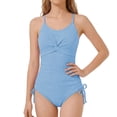 thumbnail image 1 of Hienoo One-Piece Swimsuit for Girls Solid Ruched Bathing Suit with Side Ties, Sizes 7-16, 1 of 5