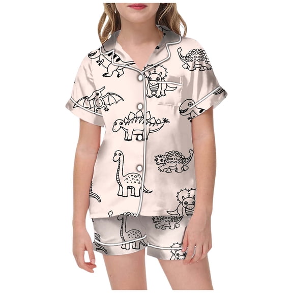 Hienoo Pajamas for Girls DIY Hand Drawn Snug-Fit Sleepwear Sets, 2-Piece, Sizes 2-13T
