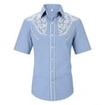 thumbnail image 1 of Hienoo Summer Boy's Short Sleeve Cowboy Shirt Casual Button Up Western Shirt, Sizes 6-15, 1 of 3