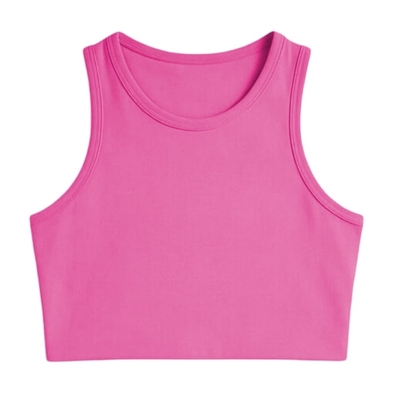 Hienoo Summer Girls Athletic Tank Top Stretch Breathable Sleeveless Crop Top, Sizes 1-14