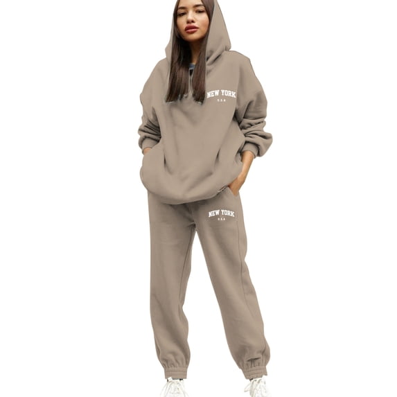 Hienoo Sweat Suits for Womens 2 Piece Outfits Casual Long Sleeve Hoodie Sweatpants Set