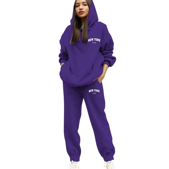 Hienoo Sweat Suits for Womens 2 Piece Outfits Casual Long Sleeve Hoodie Sweatpants Set