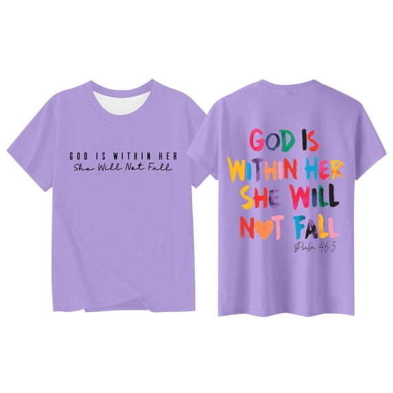 Hienoo T Shirt for Boys Letter Graphic Short Sleeve T-Shirt Tee Crew Neck Tshirt, Purple