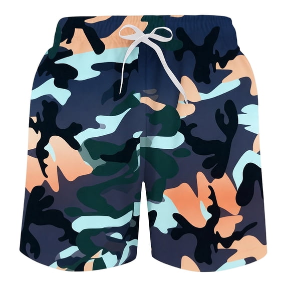 Hienoo Boys Camo Swim Trunks with Compression Liner Quick-Dry Beach Shorts Swimwear