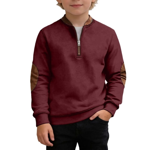 Hienoo Boys Quarter Zip Pullover Sweatshirt Spring Fall Long Sleeve Sweatshirts, Sizes 14-15