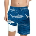thumbnail image 1 of Hienoo Teen Boys Shark Print Quick Drying Swim Trunks with Compression Liner, 1 of 4