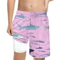 thumbnail image 1 of Hienoo Teen Boys Shark Print Quick Drying Swim Trunks with Compression Liner, 1 of 4
