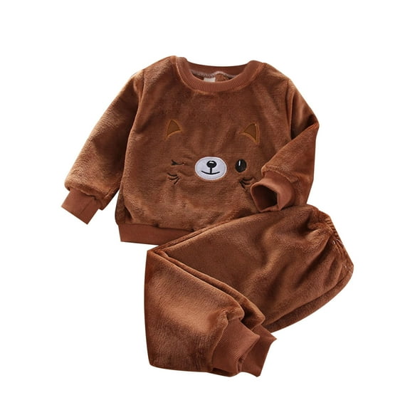 Hienoo Toddler Boy Flannel Sleepwear Warm Soft Cartoon Long Sleeve Pajamas, Sizes 4-5T