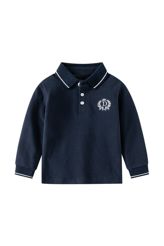 Toddler Boy Polo Shirt Casual Solid Long Sleeve T-Shirt Versatile Pullover Undershirt
