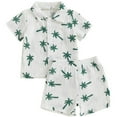 thumbnail image 1 of Hienoo Toddler Boy Summer Clothes Set Button Down Shirt & Shorts 2Pcs Casual Beach Outfits, 1 of 3