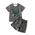 thumbnail image 1 of Hienoo Toddler Boy's Outfits Dinosaur Printed Short Sleeve T-Shirt Shorts Set, Sizes 2-3T, 1 of 8
