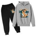 thumbnail image 1 of Hienoo Toddler Boy's Sport Sweatsuit Cute Cartoon Dinosaur Print Hoodie Sweatpants Outfits, 1 of 2