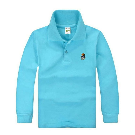 Hienoo Toddler Boys Casual Long Sleeve Polo Shirt Unisex Kids Casual T-Shirt Undershirt