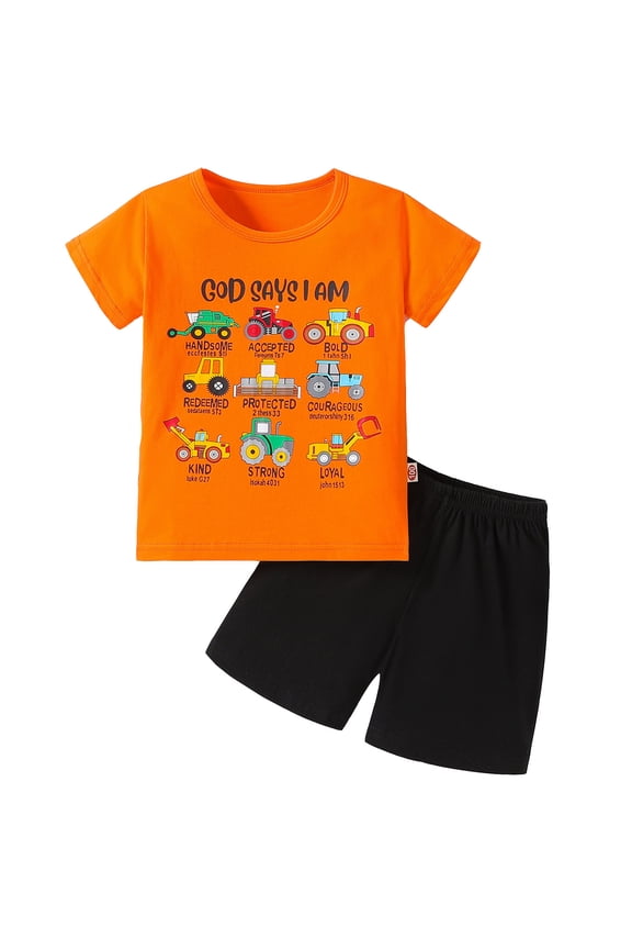 Toddler Boys Casual Outfits Short Sleeve Graphic T-Shirt Shorts Set, Sizes 2-3T