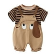 thumbnail image 1 of Hienoo Toddler Boys Casual Outfits Short Sleeve Striped T-Shirt with Overalls, Sizes 4-5T, 1 of 8