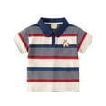 thumbnail image 1 of Hienoo Toddler Boys Casual Striped Polo Shirt Short Sleeved Cotton T-Shirt, Sizes 1-6, 1 of 3