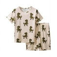 thumbnail image 1 of Hienoo Toddler Boys Cotton Dinosaur Print Short Sleeve T-Shirt Shorts Outfits, Sizes 2-8, 1 of 4