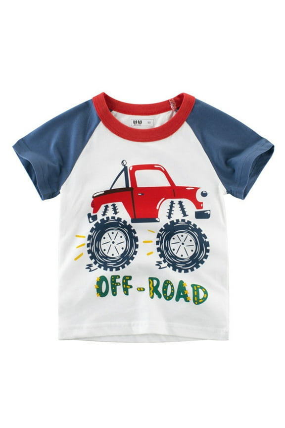 Toddler Boys Cotton Graphic Tee Cartoon Car Print Short Sleeve T-Shirt, Sizes 1-7
