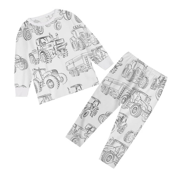 Hienoo Toddler Boys DIY Hand Painted Pajamas Truck Print Coloring Sleepwear Homewear for Kid