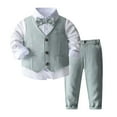 thumbnail image 1 of Hienoo Toddler Boys Formal Tuxedo Suit Bow Tie Long Sleeve Dress Shirt Waistcoat Trousers 4Pcs Set, Sizes 4-5T, 1 of 8