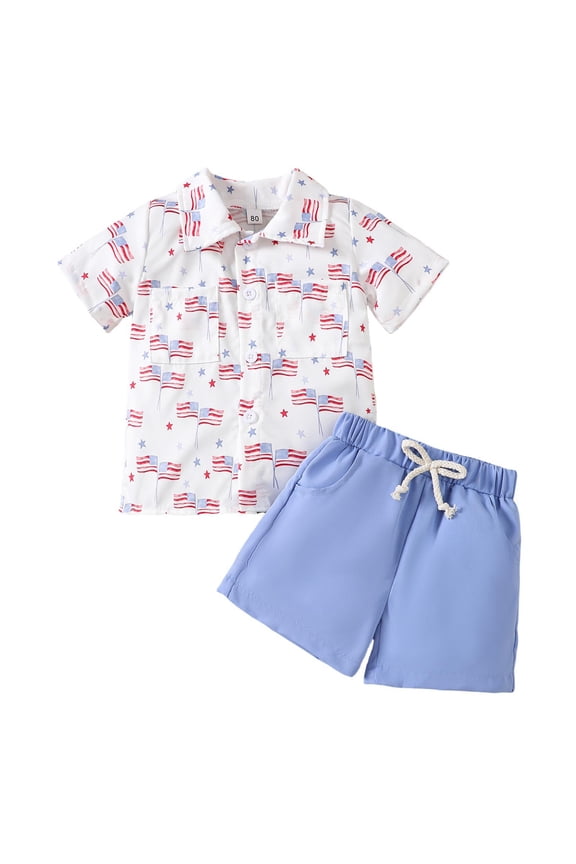 Toddler Boys Independence Day Outfits 4Th of July Shirt Shorts Set, Sizes 2-3T