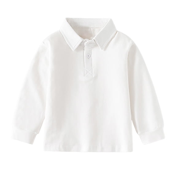 Hienoo Toddler Boys Long Sleeve Polo Shirt Solid Color Casual Versatile T-Shirt Undershirt