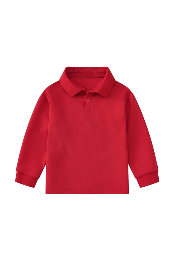 Toddler Boys Long Sleeve Polo Shirt Solid Color Unisex T-Shirt Basic Undershirt
