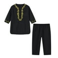 thumbnail image 1 of Hienoo Toddler Boys Long Sleeve Robe Pants Suit Embroidery Casual Clothes Outfits for Kids, 1 of 6