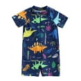 thumbnail image 1 of Hienoo Toddler Boys One-Piece Swimsuit Short Sleeve Zip-Up Rash Guard UPF50+ Bathing Suit, 1 of 2