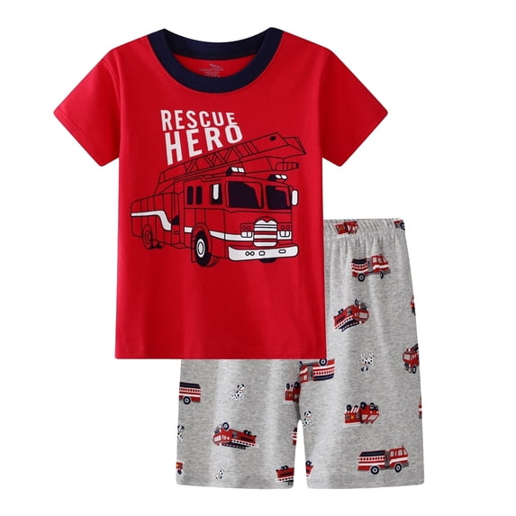Hienoo Toddler Boys Outfits Cartoon Dinosaur Short Sleeve T-Shirt and Shorts Set, 2-Piece, Sizes 12M-7Y