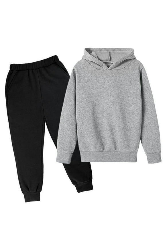 Toddler Boys Outfits Solid Color Hoodie and Sweatpant Suit Unisex Casual Sports Sweatsuit