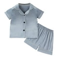 thumbnail image 1 of Hienoo Toddler Boys Pajamas Solid Short Sleeve Button Down Top Shorts Homewear, Sizes 1-6, 1 of 3