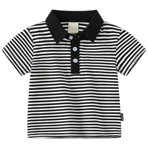 Hienoo Toddler Boys Short Sleeve Stripe Polo Shirt Summer Casual Versatile T-Shirt for Kods