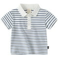 thumbnail image 1 of Hienoo Toddler Boys Short Sleeve Stripe Polo Shirt Summer Casual Versatile T-Shirt for Kods, 1 of 3