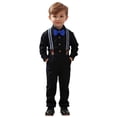 thumbnail image 1 of Hienoo Toddler Boys Suit Formal Long Sleeve Shirt Suspenders Pants Bowtie 4Pcs Outfits, 1 of 5