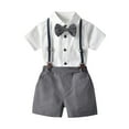 thumbnail image 1 of Hienoo Toddler Boys Suit Short Sleeve Shirt Suspenders Shorts with Tie 3-Piece Outfits, 1 of 3