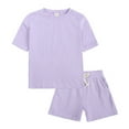 thumbnail image 1 of Hienoo Toddler Boys Summer Clothes Set 2 Piece Tracksuit Solid Short Sleeve T Shirt Shorts Set, 1 of 7